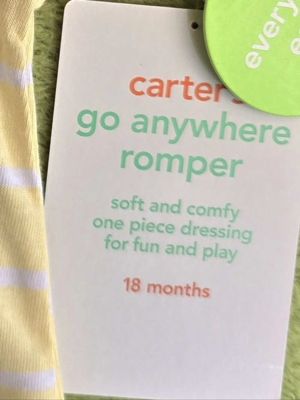 NWT 12-18M BABY BOYS short ROMPER - YELLOW STRIPED PEEK-A-BOO BEAR COTTON (Q3)